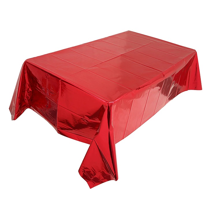 YANYXR BCS3138876 eldobható asztalterítő, fényes alumínium fólia, víz- és olajálló, 137 x 183 cm, piros