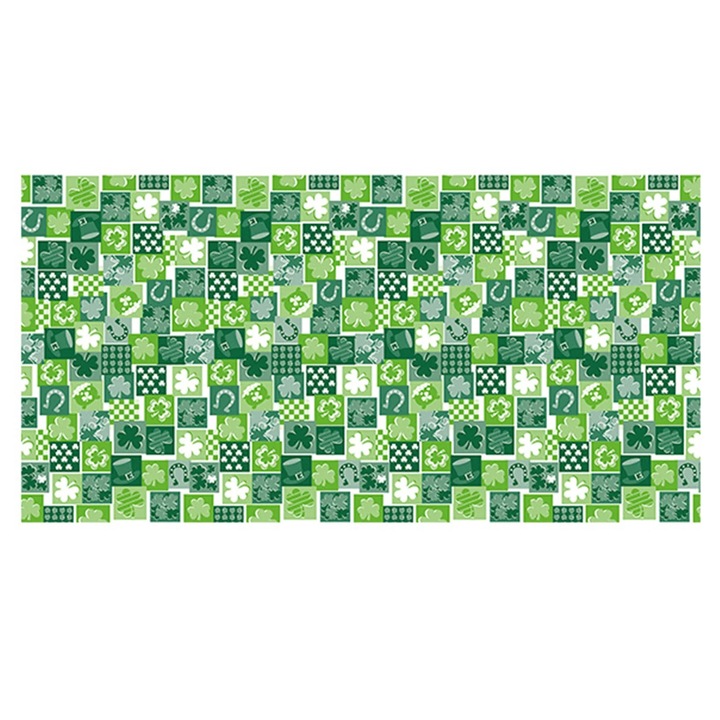 YANYXR Shamrock asztalterítő, vízálló műanyag, kockás lóhere mintás, zöld/fehér, 274 x 137 cm, BCS3138883