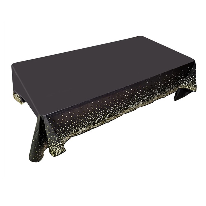 YANYXR BCS3138874 PE asztalterítő, eldobható, téglalap alakú, rose gold pöttyös, fekete, 274 x 137 cm