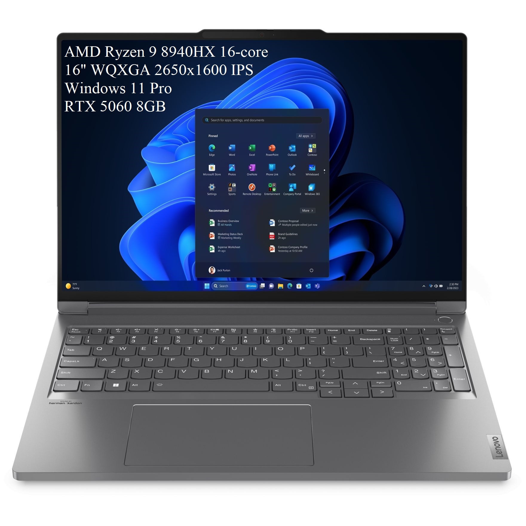 Laptop Lenovo ThinkBook 16p G6 ADR, 16" WQXGA 2650x1600 IPS 165Hz, AMD Ryzen 9 8940HX 16-core, 32 GB DDR5, 512 GB SSD m2 PCIe, 1TB SSD m2 PCIe, NVIDIA GeForce RTX 5060 8GB GDDR7, Windows 11 Pro, Aluminium Case 2.15 kg Luna Grey