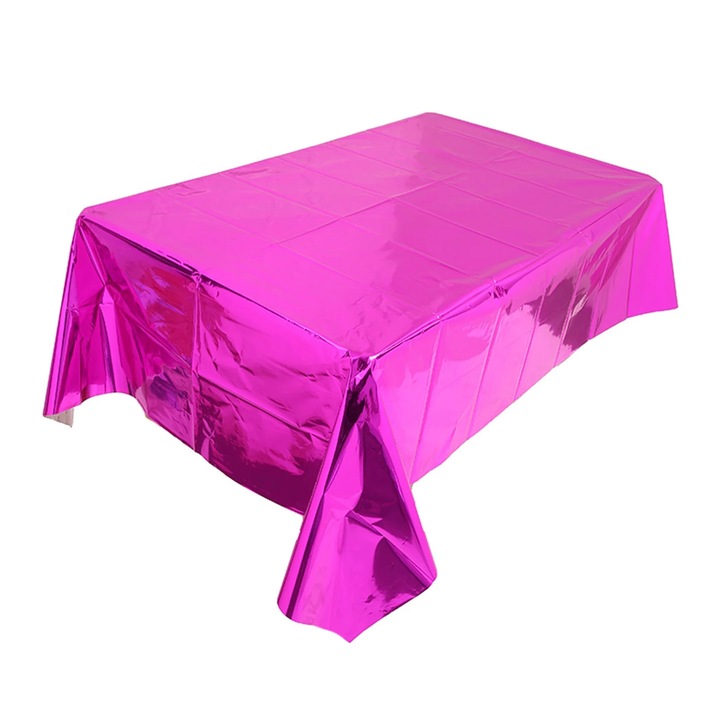 YANYXR BCS3138875 alumínium fólia asztalterítő, eldobható, víz- és olajálló, fukszia metál, 137 x 183 cm
