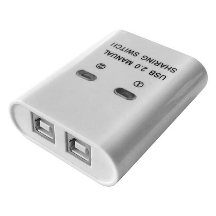 KVM kapcsoló K0345-0804-TDCJ-xw1030, manuális USB 2.0 megosztás, 2 portos, fehér