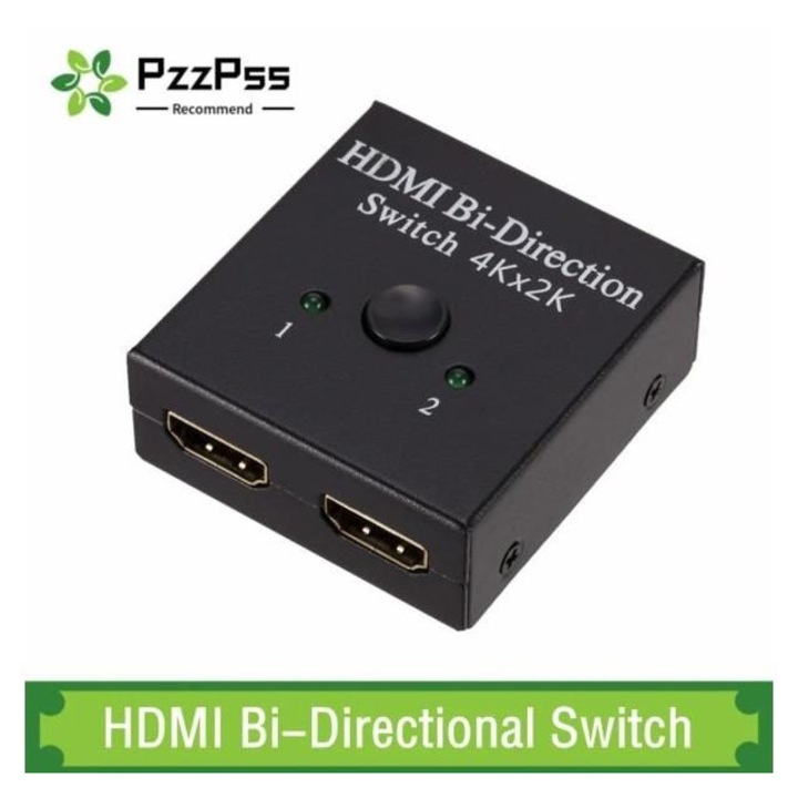 Kétirányú HDMI kapcsoló K0345-0804-TDCJ-xw1085, 2 port, 4Kx2K támogatás, fekete