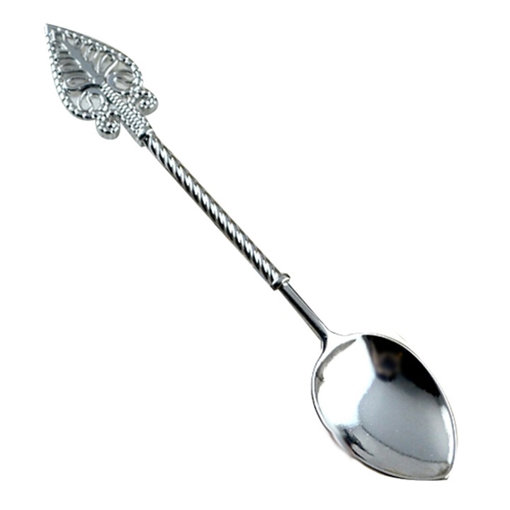 Lingurita de cafea YANYXR BCS3141022, design vintage tip bagheta, aliaj alimentar anti-rugina, argintiu, 11.5 cm