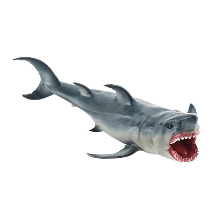 Играчка акула Great White, модел K0285-PG0804-HJ20419, от мека реалистична пластмаса, сиво/розово