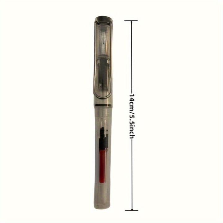 K0285-PG0804-HJ21252 kalligráfia toll, 6 cserélhető heggyel, 50 fekete tintapatronnal, átlátszó, 14 cm
