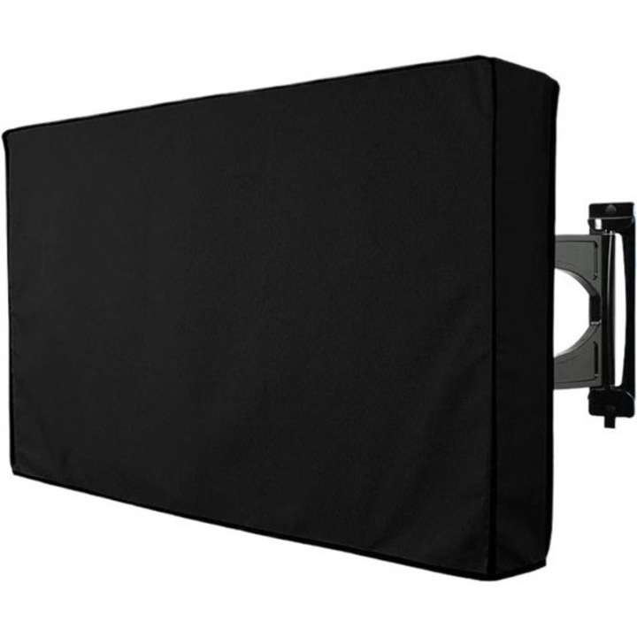 Husa de protectie pentru TV exterior K0443-emagCJ-58403, universala 55-58 inch, impermeabila, captuseala moale anti-zgarieturi, rezistenta la intemperii, negru