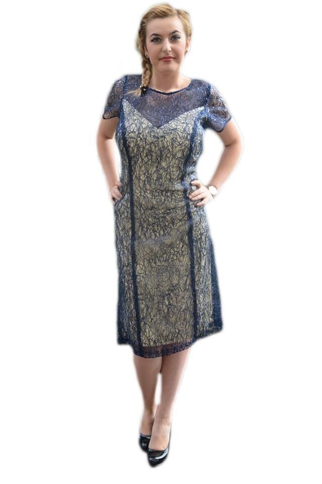 Rochie eleganta, din material cu paiete , D&J Exclusive, Bleumarin