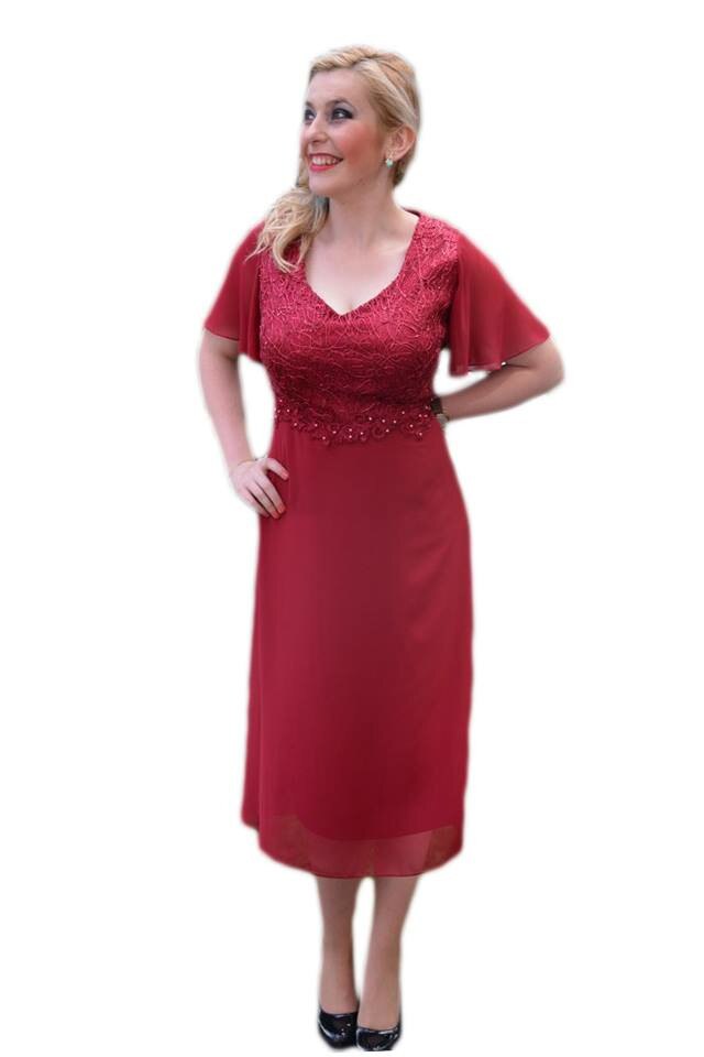 Rochie cu broderie si paiete in partea de sus , D&J Exclusive, Marsala, 48