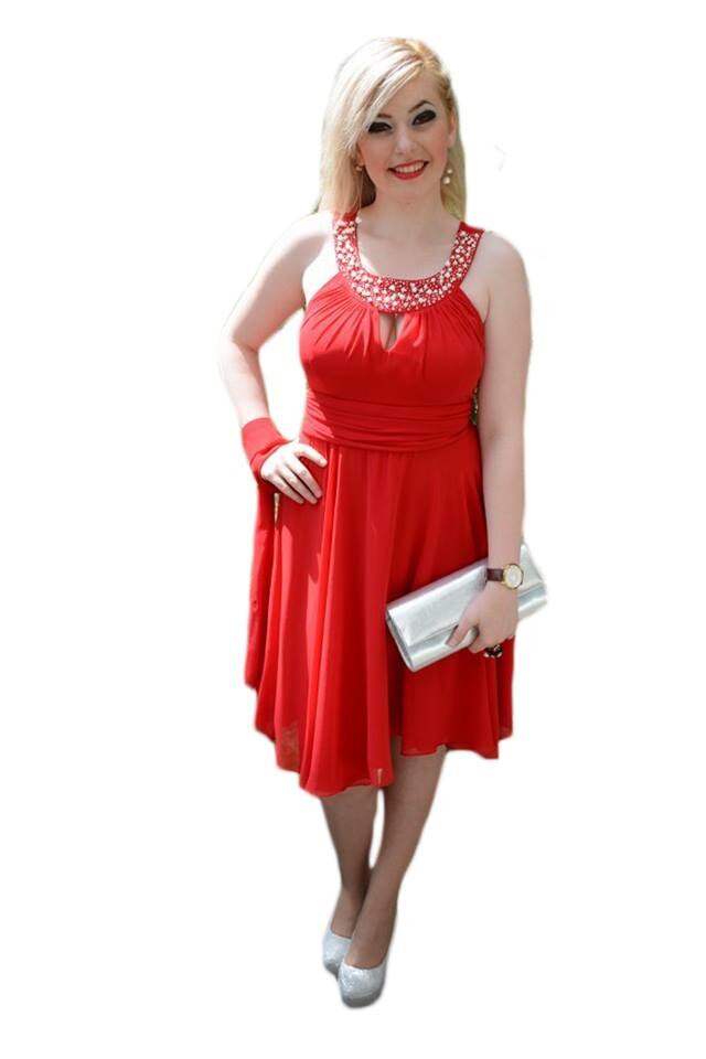 Rochie de ocazie in tendinte, model scurt , D&J Exclusive, Rosu