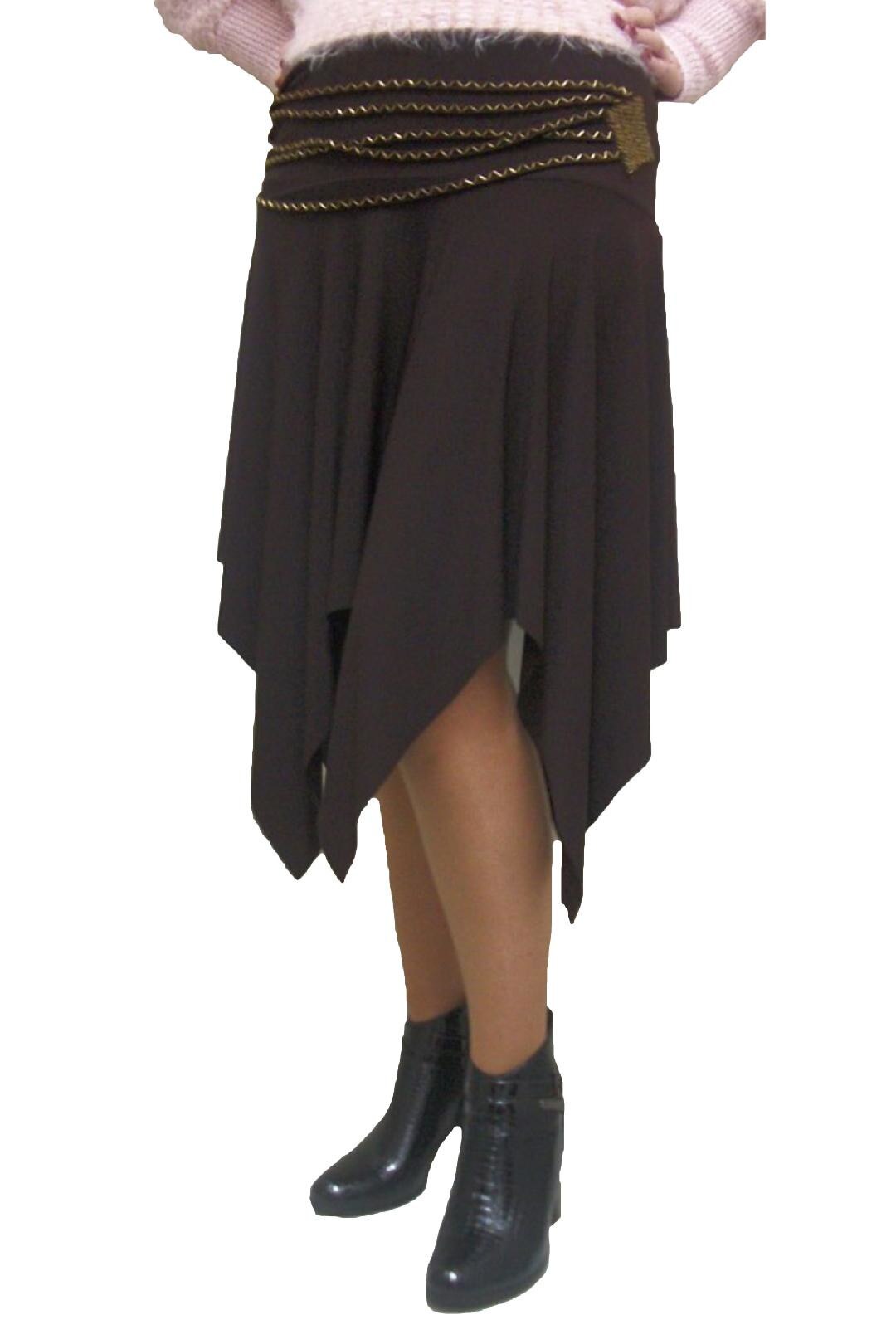 Fusta rafinata cu design asimetric, D&J Exclusive,, Maro