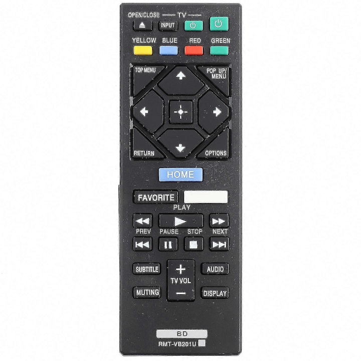 Telecomanda compatibila RMT-VB201U E27-A116-E25889-CJ, pentru Sony Blu-ray BDP-S3700/BDP-BX370/BDP-S1700, negru, alimentare 2x AAA