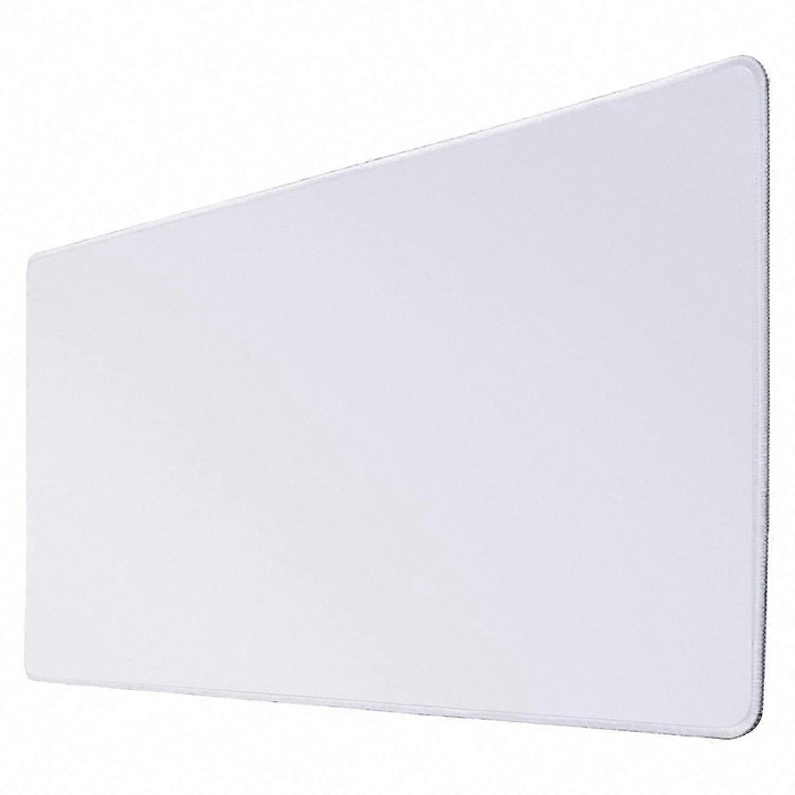 Tapis pentru mouse E27-A116-E26277-CJ, suprafata textila de inalta densitate, baza cauciuc antiderapant, margini cusute, alb, 80 x 30 x 0,3 cm