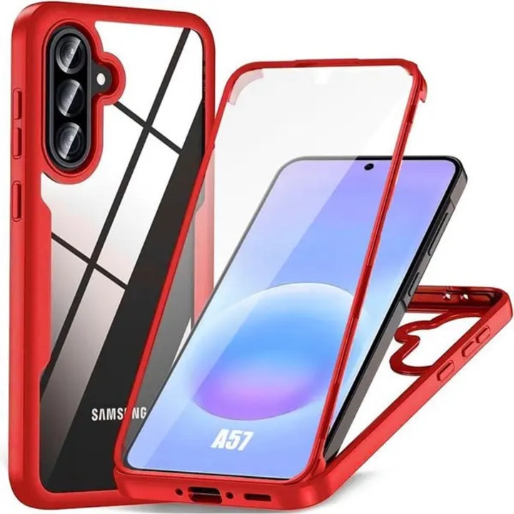 Husa pentru Samsung Galaxy A57 5G PRE-CJk0515-26-0806-982, margini din TPU moale, spate transparent din PC, rosu, 6,7 inch