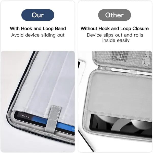 Husa pentru tableta universala PRE-CJk0515-26-0806-1123, din canvas rezistent la apa, cu protectie 360%, captuseala groasa din spuma, buzunare pentru accesorii si slot pentru stylus, negru