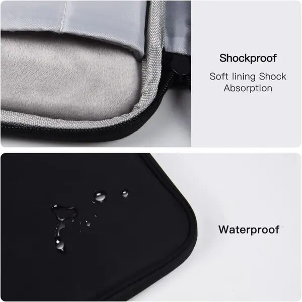 Husa pentru tableta universala PRE-CJk0515-26-0806-1123, din canvas rezistent la apa, cu protectie 360%, captuseala groasa din spuma, buzunare pentru accesorii si slot pentru stylus, negru