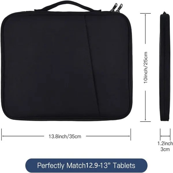 Husa pentru tableta universala PRE-CJk0515-26-0806-1123, din canvas rezistent la apa, cu protectie 360%, captuseala groasa din spuma, buzunare pentru accesorii si slot pentru stylus, negru