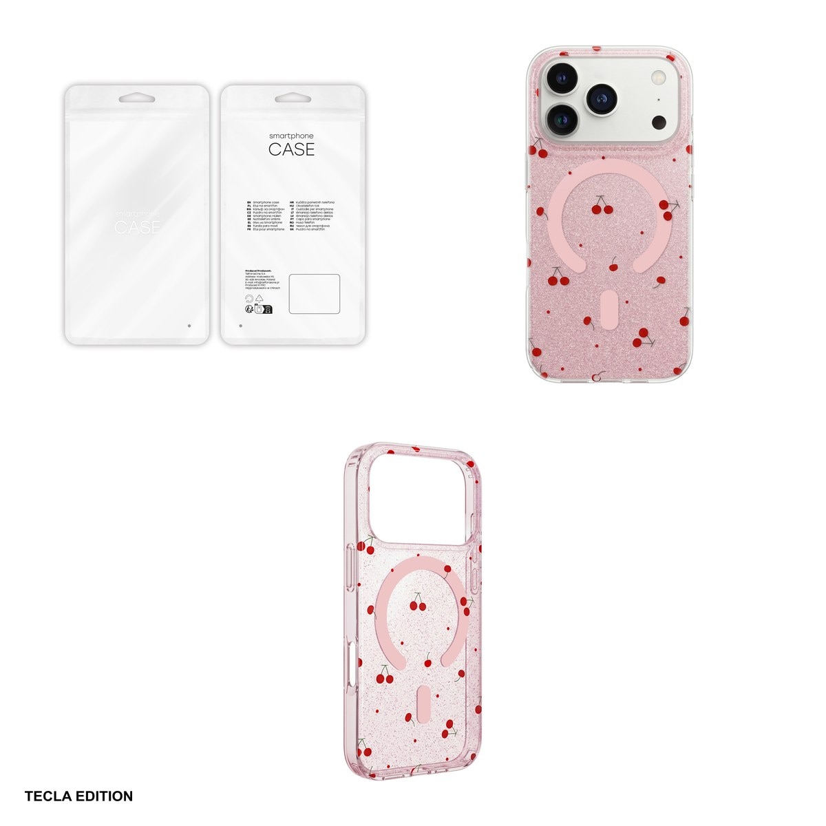 Husa Cherry Mag glitter pentru Samsung Galaxy S26, Carcasa magnetica, Roz