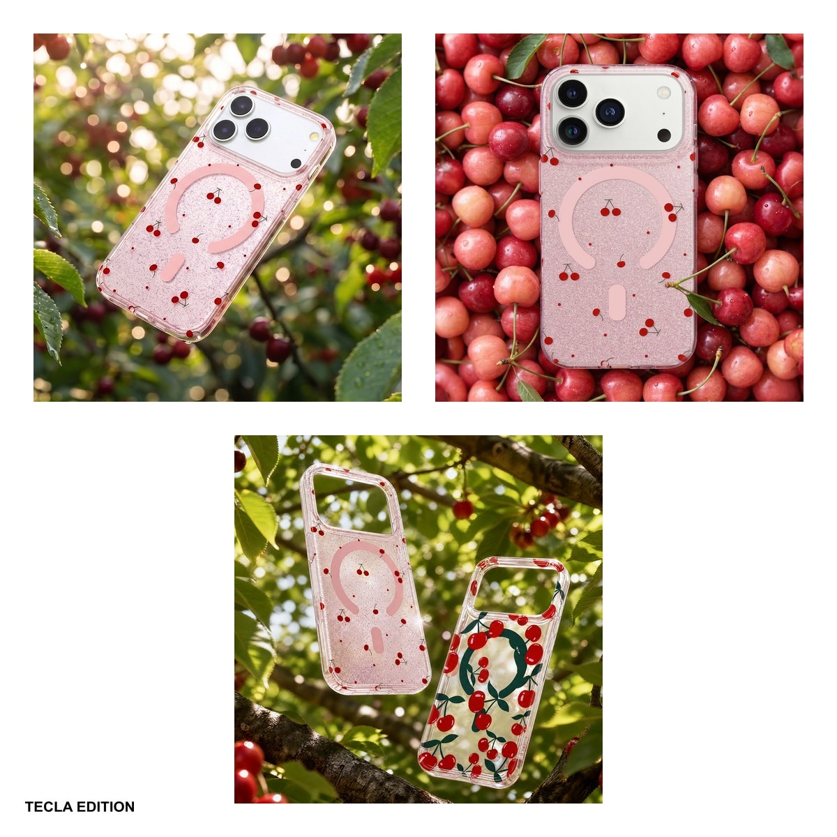 Husa Cherry Mag glitter pentru Samsung Galaxy S26, Carcasa magnetica, Roz