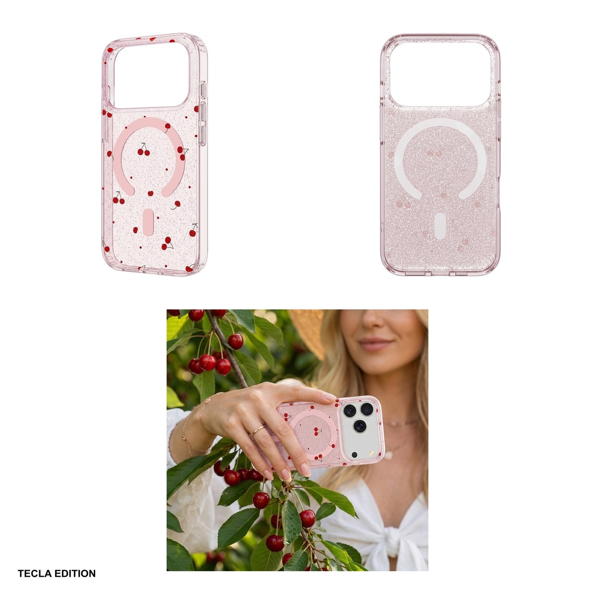 Husa Cherry Mag glitter pentru Samsung Galaxy S26, Carcasa magnetica, Roz