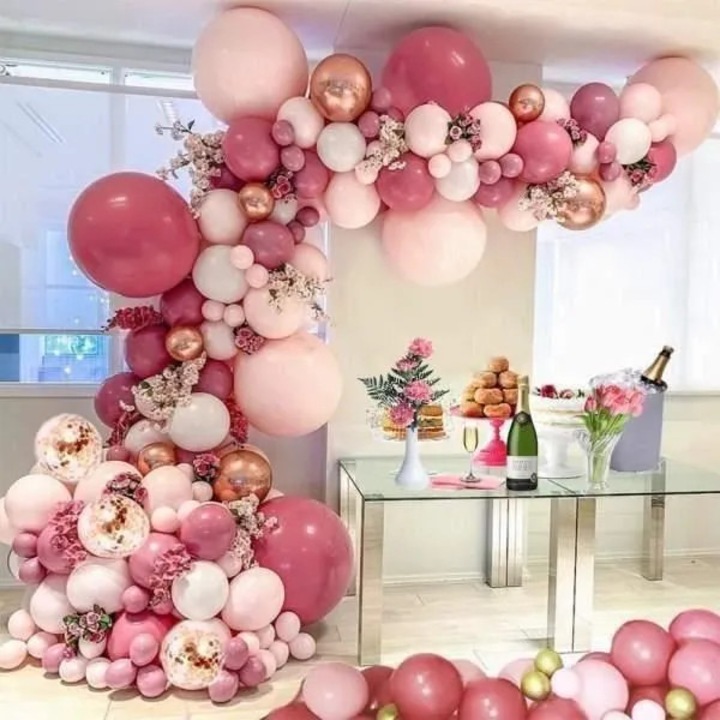 Kit ghirlanda de baloane cidiscount-xwx-260804-107, baloane confetti si metalizate pentru decor petrecere, Multicolor