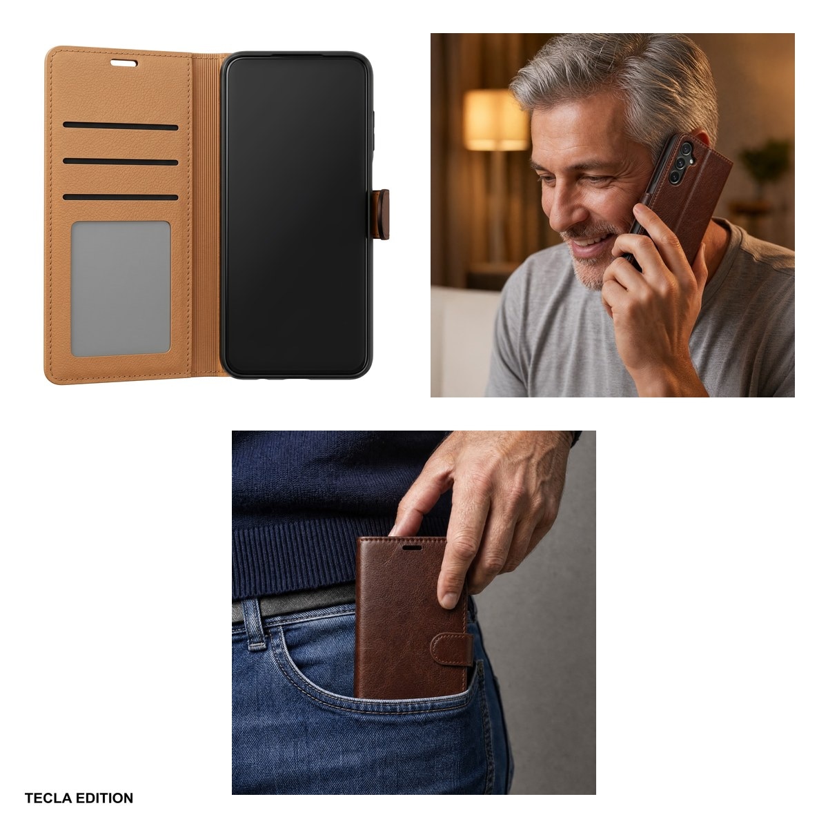 Husa Smart Luxe leather pentru Honor 600 Lite, tip carte cu inchidere magnetica, Maro