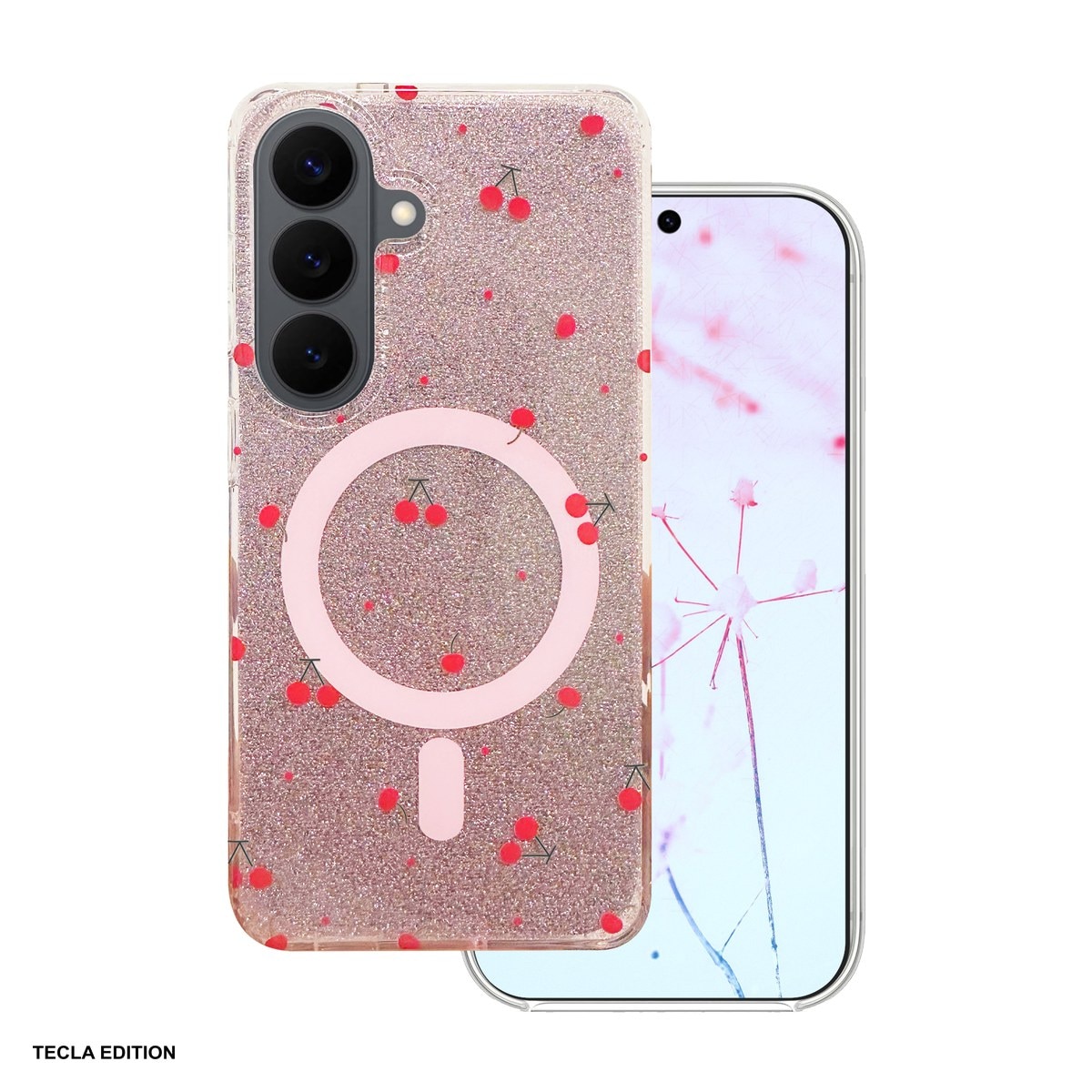 Husa Cherry Mag glitter pentru Samsung Galaxy S26, Carcasa magnetica, Roz