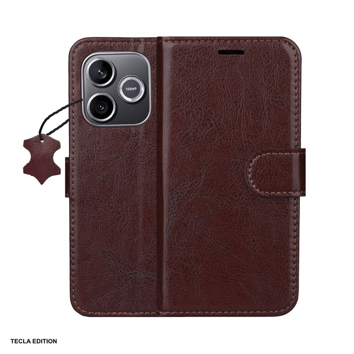 Husa Smart Luxe leather pentru Honor 600 Lite, tip carte cu inchidere magnetica, Maro