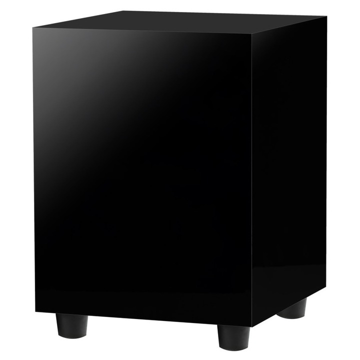 Pro-Ject Sub Box 50 E aktív mélynyomó (9PSUB50EHGB), 50 W RMS, 130 mm-es mélysugárzó, 65–150 Hz állítható szűrő, zárt doboz, alacsony/magas szintű bemenetek, fényes fekete, 205 x 280 x 205 mm
