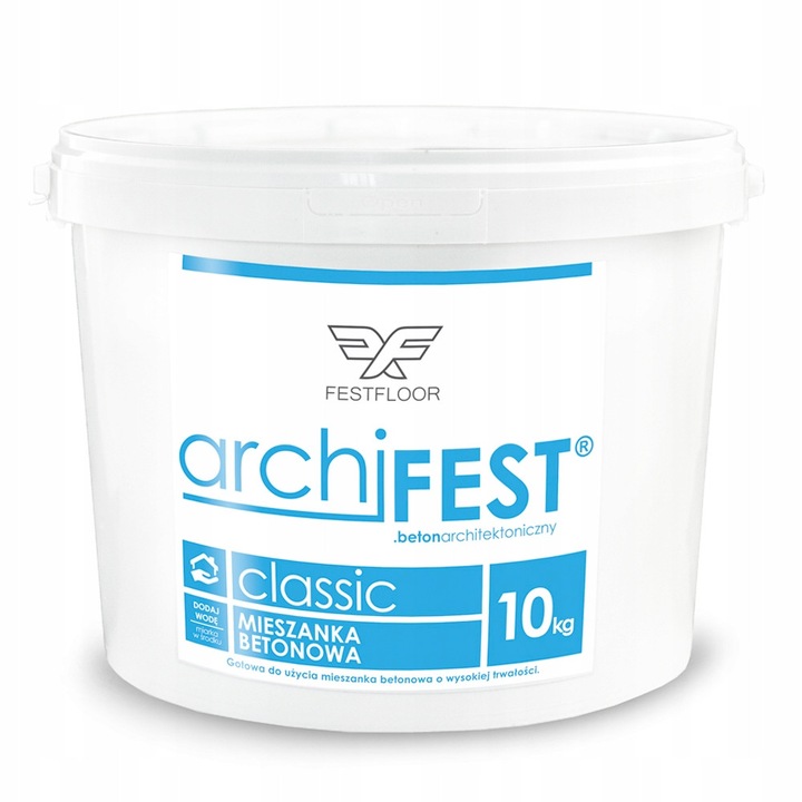Архитектурен бетон Festfloor archiFEST Classic, готова за употреба смес с порест ефект (видими пори), кремаво бял, 10 кг
