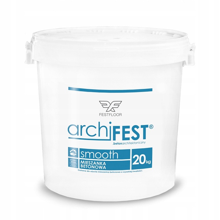 Архитектурен бетонов микс Festfloor archiFEST Smooth, готов за употреба, гладко покритие, естествено сив, 20 кг