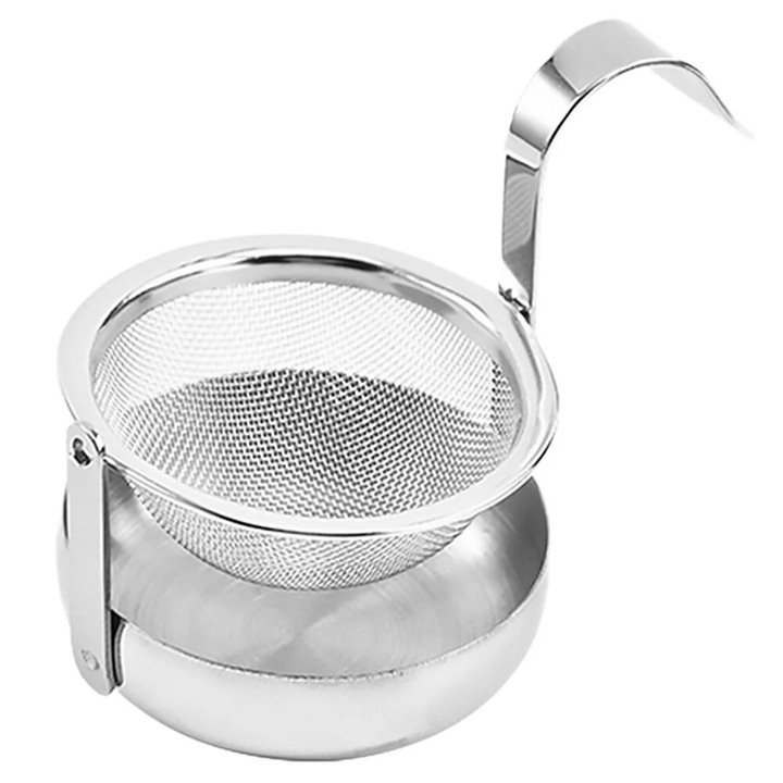 YANYXR BCS3113133 teafilter, finom rozsdamentes acél háló gyűjtőtálcával, inox, 5.7 x 5.7 x 6.8 cm