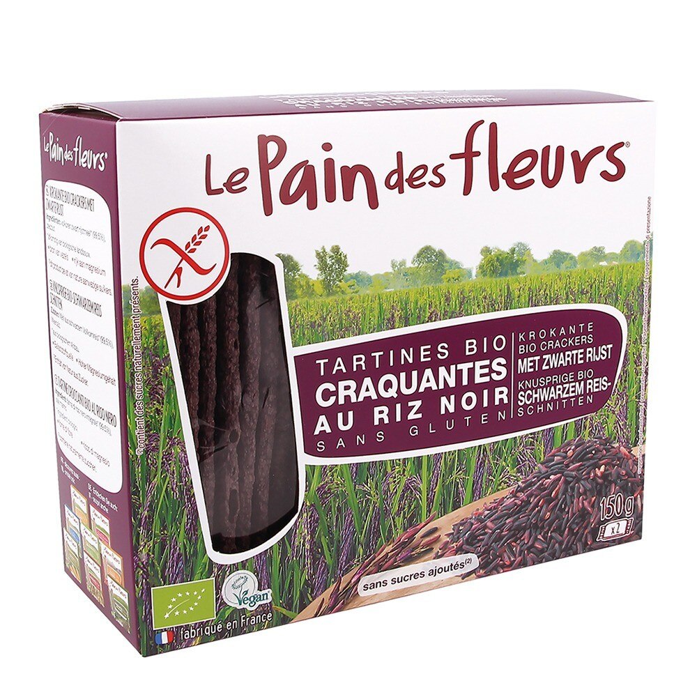 Turte crocante din orez negru -fara gluten, Le Pain des Fleurs, 150g