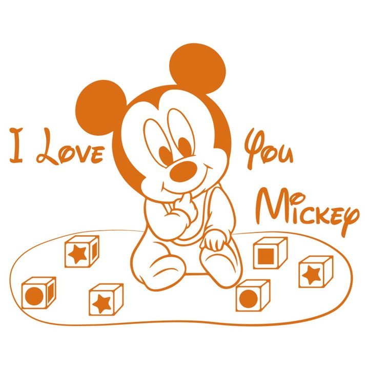 Sticker Decorativ - SMAER - LOVE MICKEY BABY - 120cm x 100cm - Portocaliu