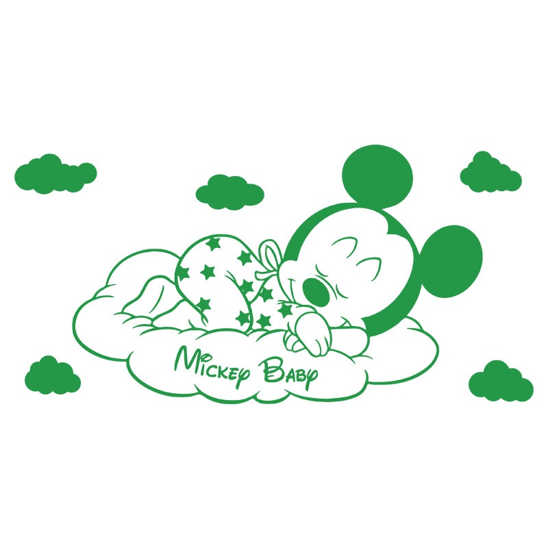 Sticker Decorativ - SMAER - SLEEP WITH MICKEY - 60cm x 30cm - Verde