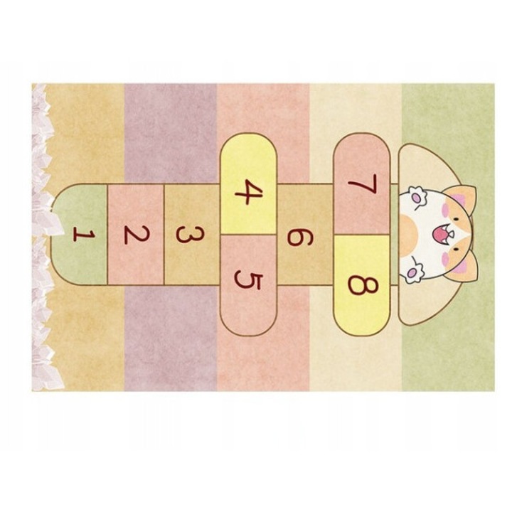 Covor pentru copii YG-CWWBBLL00, din poliester, cu sotron, multicolor, 80 x 120 cm