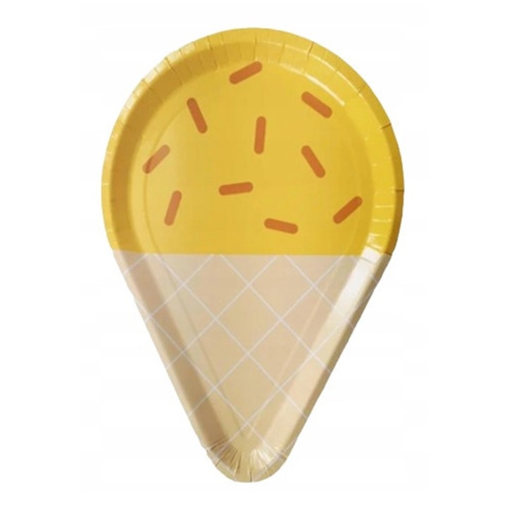 Farfurii de hartie tip cornet inghetata, galben, set 8 buc.