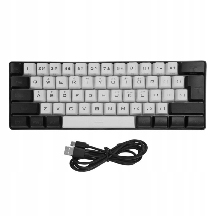 Tastatura compacta G61 Mini RGB, retroiluminare LED RGB, USB, negru/alb, 61 taste, cablu USB inclus, model 31CJ123-K0274-260804-2349