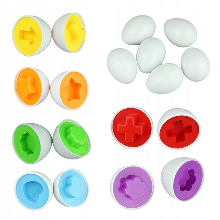 Oua puzzle cu forme DS-XTQIUJDK, plastic, set 6 bucati, multicolor
