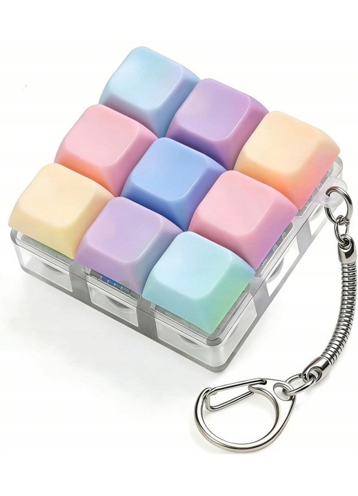 Breloc antistres tip fidget 31CJ123-K0274-260804-772, 9 taste clicky tactile, portabil, Multicolor