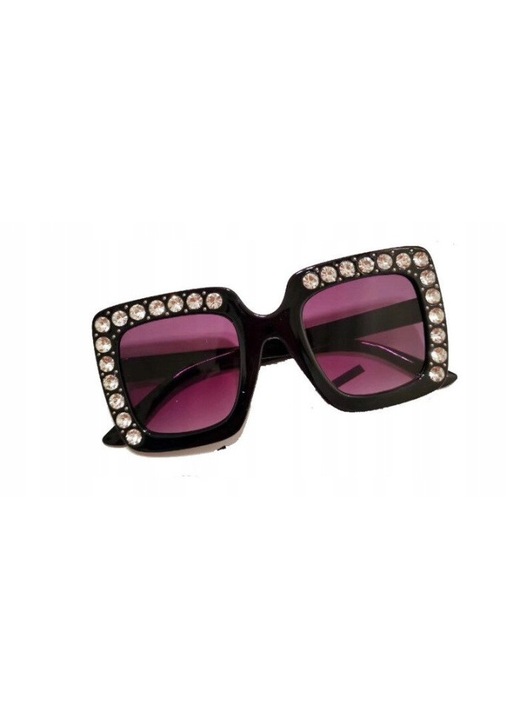 Ochelari de soare din plastic pentru copii cu cristale, model JX-XRJPP33, negru cu lentile mov, latime cadru 125 mm