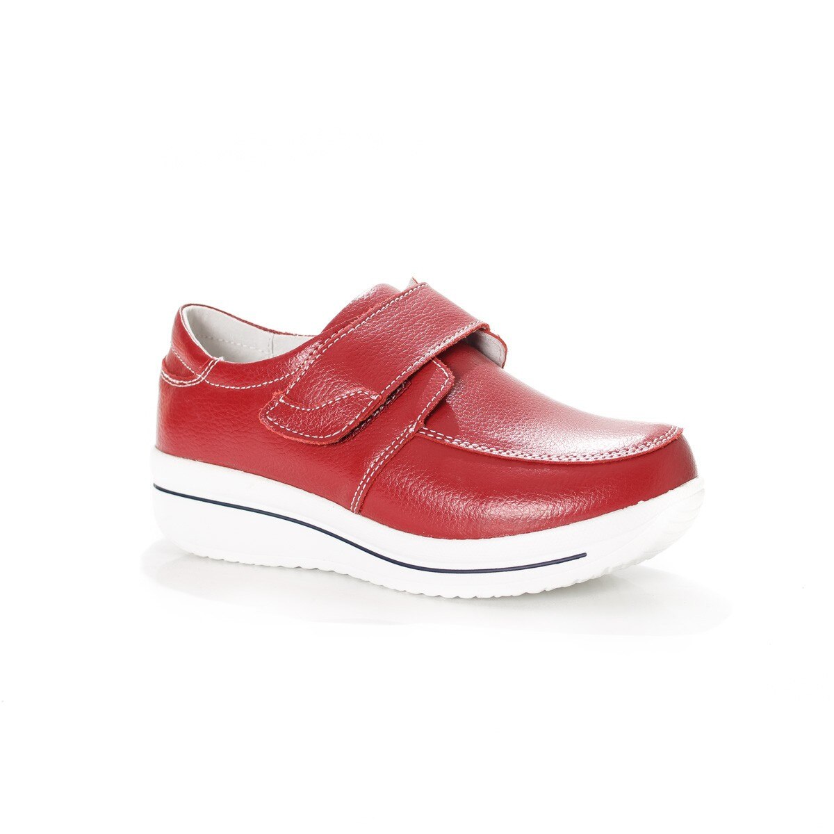 Pantofi cu talpa groasa si bareta reglabila, D&J Exclusive, Rosu
