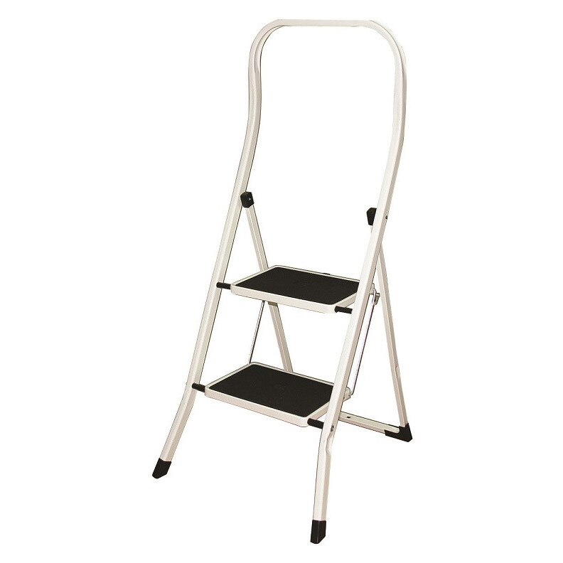 Scara otel 2 trepte pliabile anti-alunecare inalta, inaltime 116 cm, 150 kg