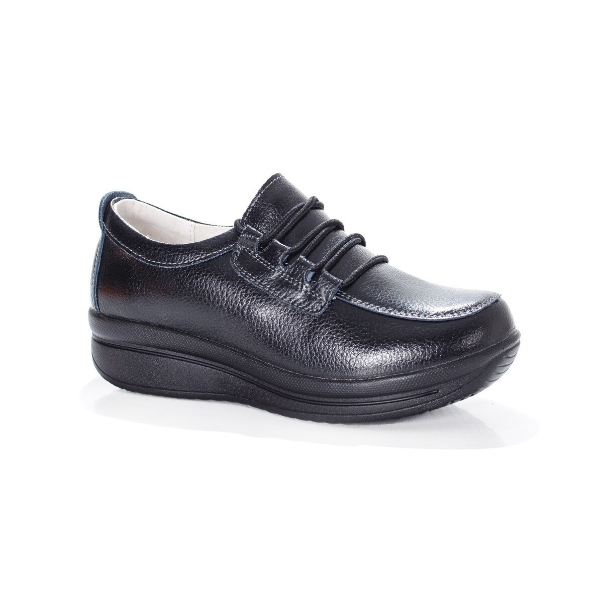 Pantofi cu talpa joasa, varf rotund, D&J Exclusive, Negru