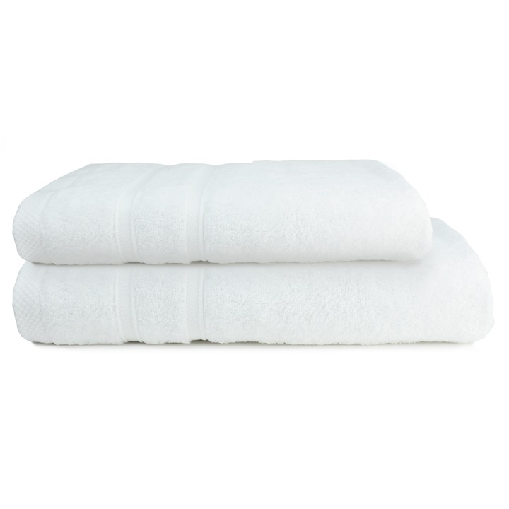 Set prosoape baie Bamboo Collection, Alb, 50% bambus/50% bumbac, 600 gr/mp