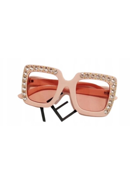 Ochelari de soare copii din plastic cu cristale, model JX-XRJPP33, UV400, roz, lentila 55 x 40 mm