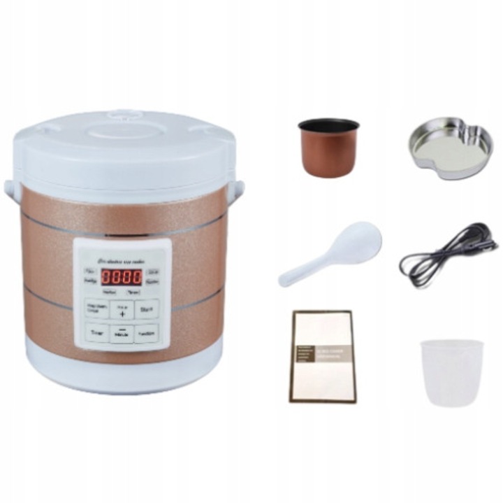 Multicooker pentru orez 1.6 L, 12 V/24 V pentru camion/auto, model 31CJ123-K0274-260804-2338, cupru/alb