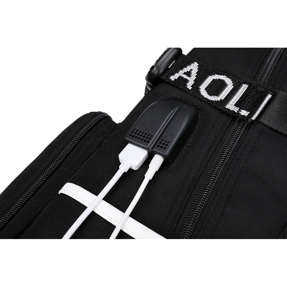 Jordan, rucsac Oxford pentru laptop cu imprimeu geometric triunghiuri, port USB extern, design 23, model E30-A173-e-5380-XX, albastru