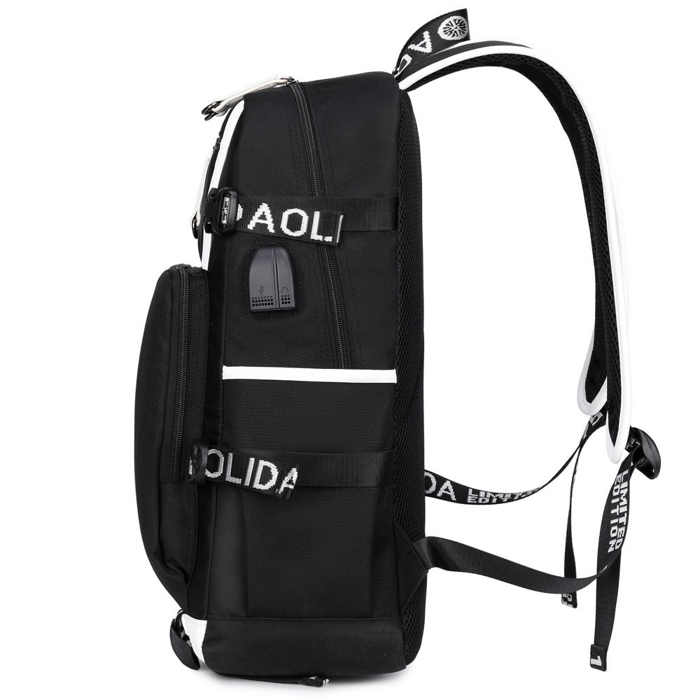 Jordan, rucsac Oxford pentru laptop cu imprimeu geometric triunghiuri, port USB extern, design 23, model E30-A173-e-5380-XX, albastru