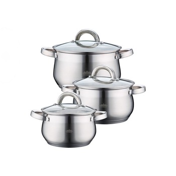 Set oale 6 piese Peterhof PH-15759, Inox, 2.10/2.90/3.90 l, 16.00/18.00/20.00 cm, Capac, Argintiu Set oale 6 piese Peterhof PH-15759, Inox, 2.10/2.90/3.90 l, 16.00/18.00/20.00 cm, Capac, Argintiu